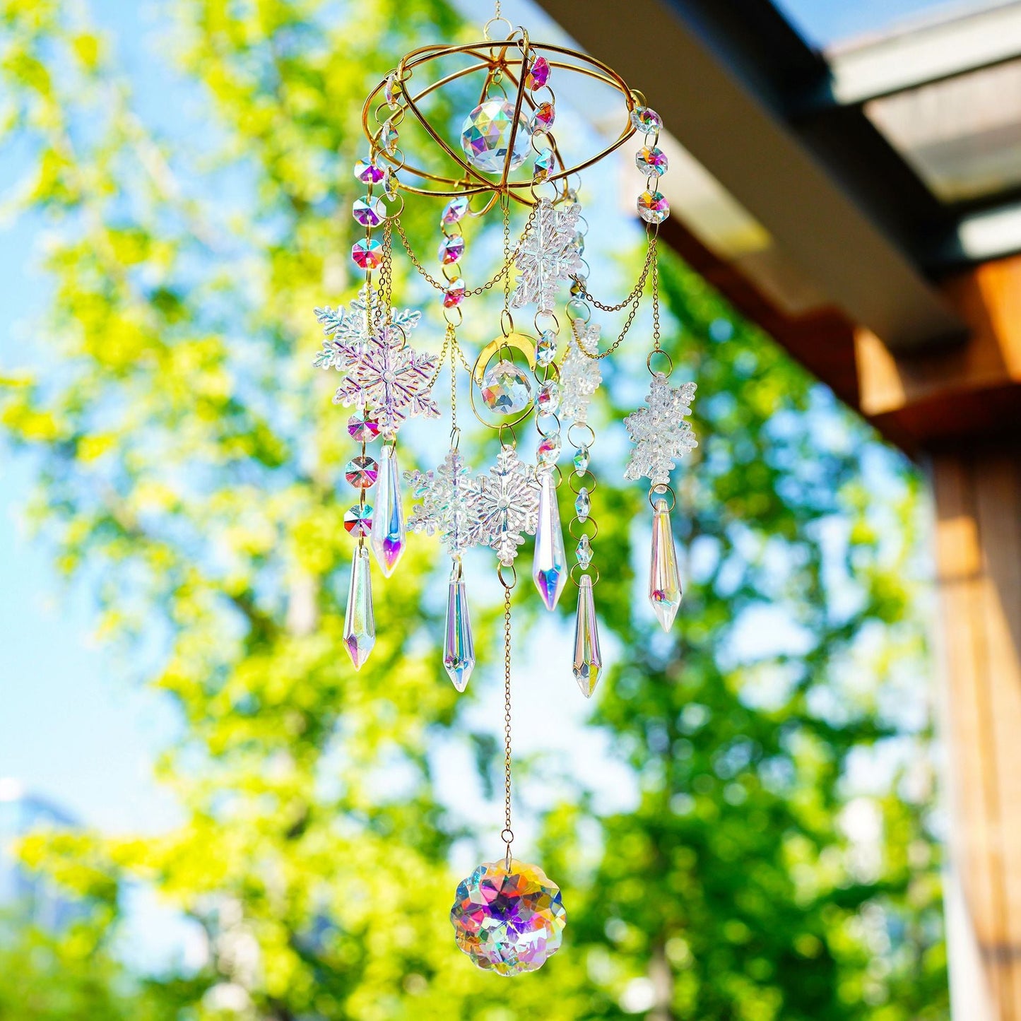 Crystal Snowflake Rainbow Window Hanging Suncatcher