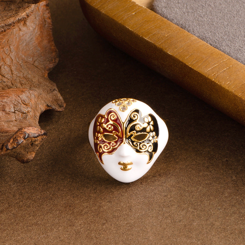 Stylish Creative New Chinese Opera Mask Ring Adjustable Open Band