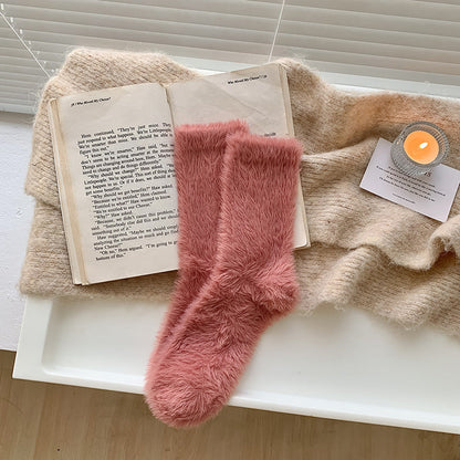 Winter Fuzzy Plush Thicken Warm Crew Socks