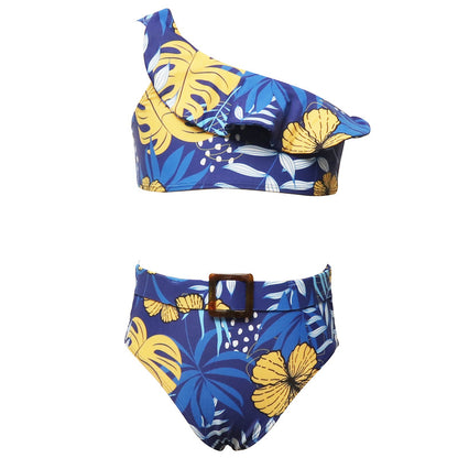 New Kids' Swimsuit Set With Floral Print And High Elasticity