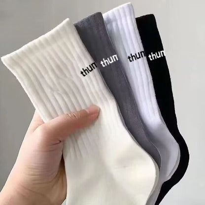 Simple Letter Solid Color Soft Socks
