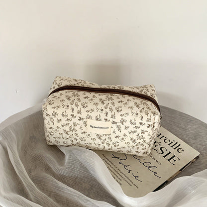 French Floral Makeup Organizer Bag Portable Travel Cosmetic Case