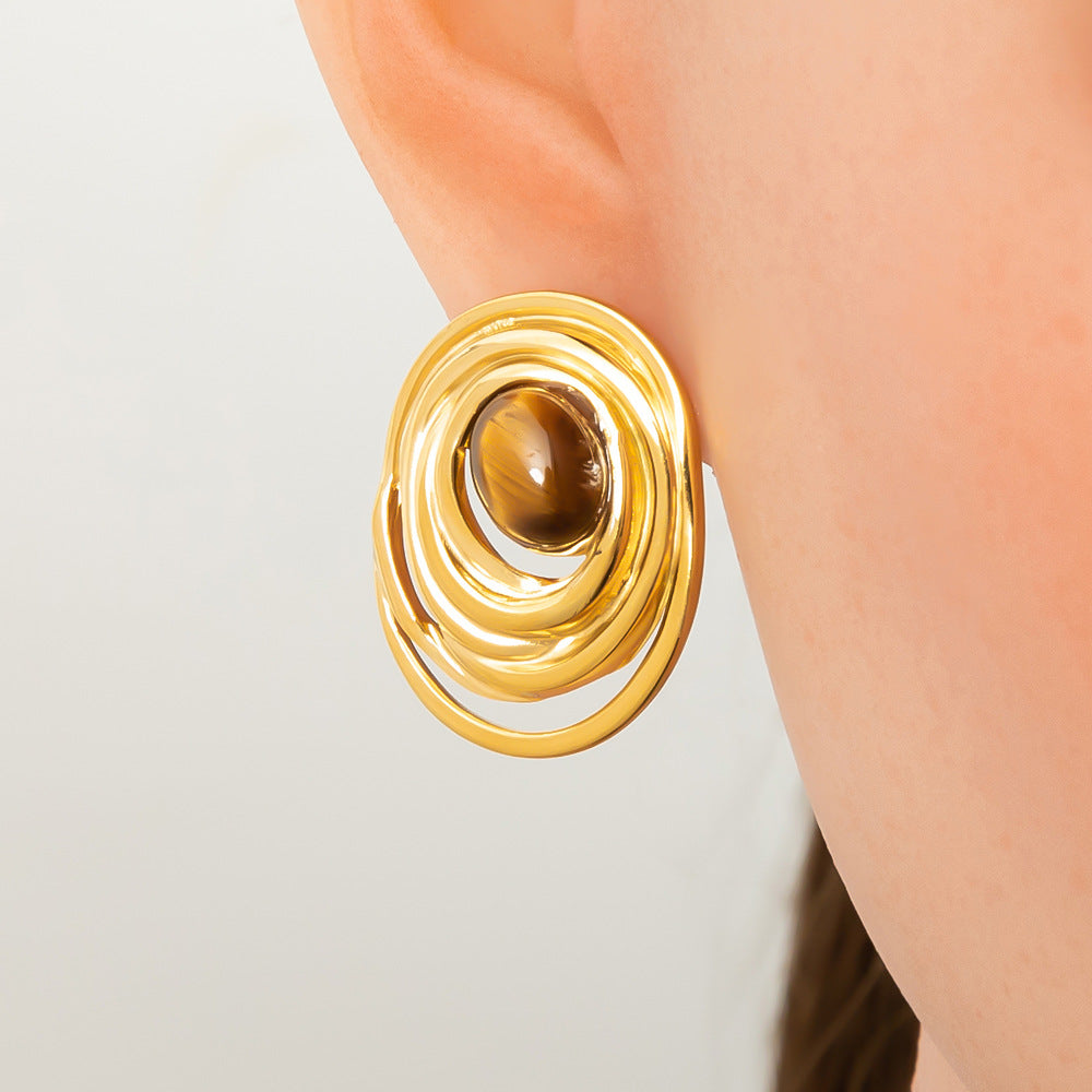 Geometric Drop Earrings Stainless Steel 18K Gold Plated