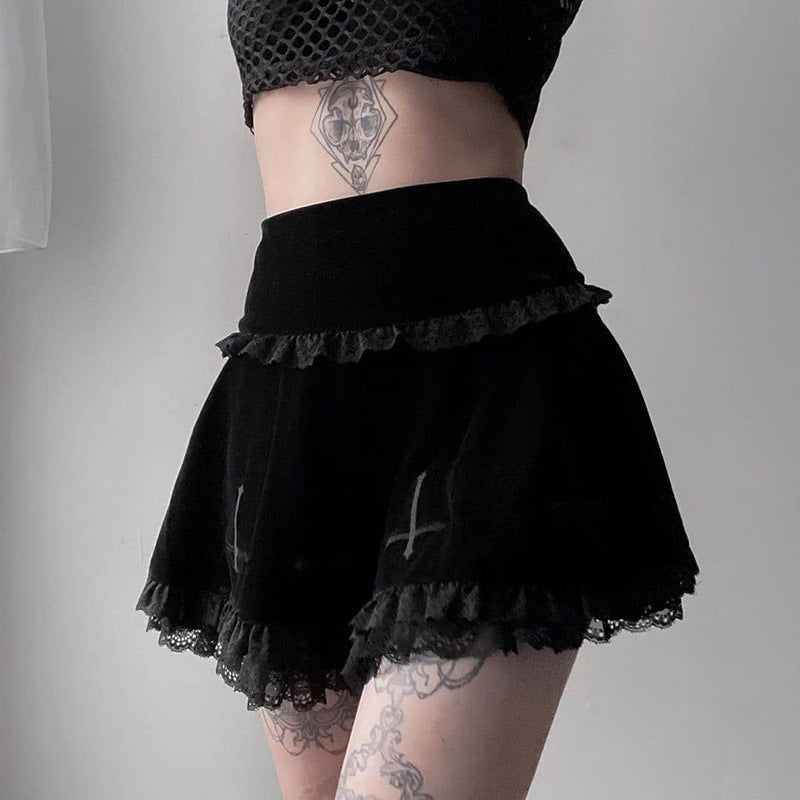 Summer Women's Short Skirt Elegant Embroidered Lace High-Waist Skirt