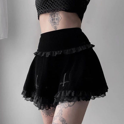 Summer Women's Short Skirt Elegant Embroidered Lace High-Waist Skirt