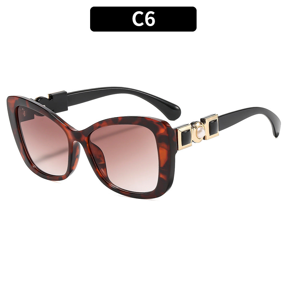 Elegant Butterfly Sunglasses with Pearl Accents UV400 Protection