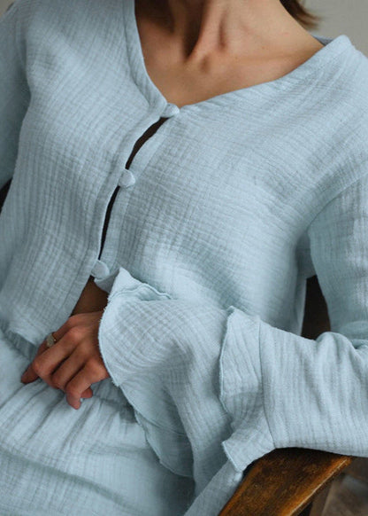 Cotton Lounge Set With Ruffled Details