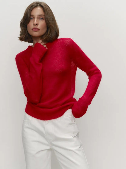 Comfortable Knit Crew Neck Sweater for Women