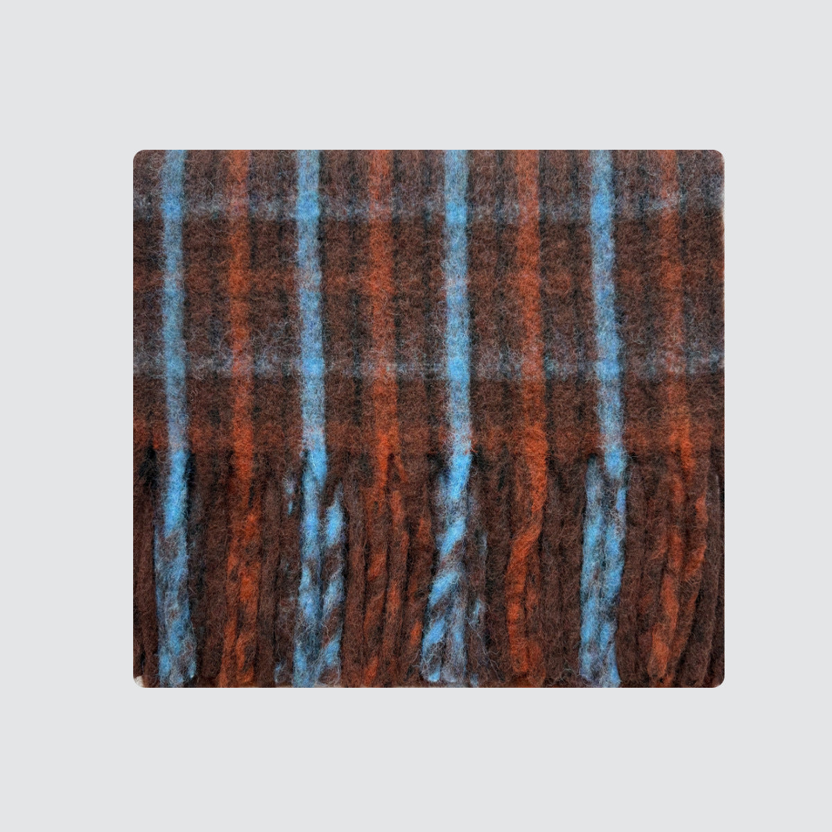Wool Blend Fringed Plaid Scarf Cozy Casual Shawl