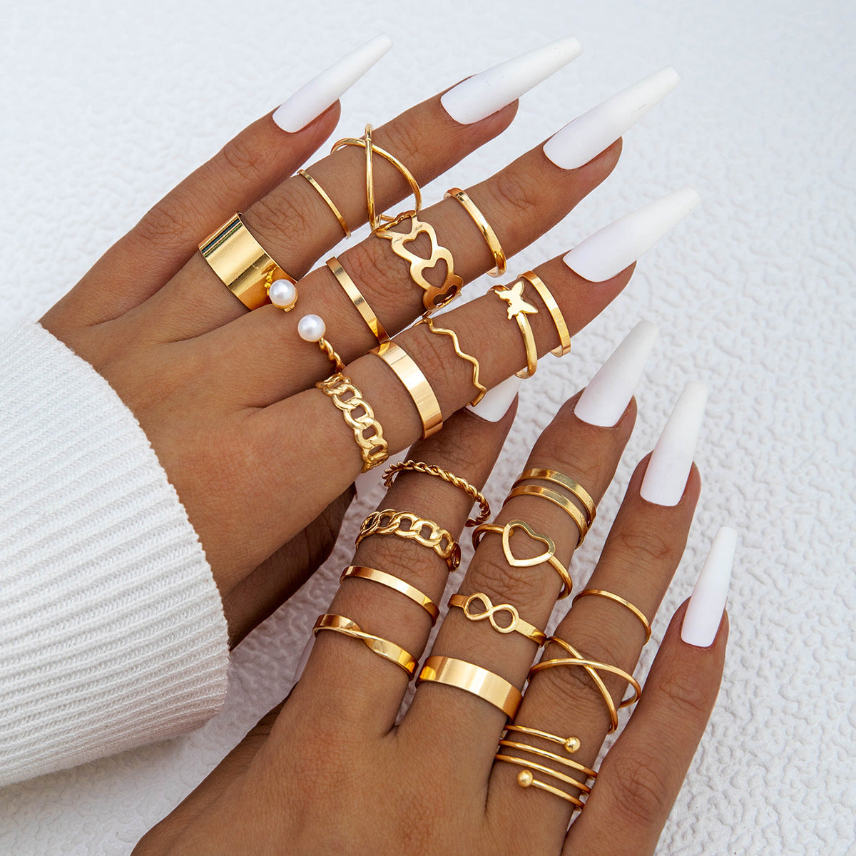 Fashionable Geometric Butterfly Open-Ended Adjustable Rings Set