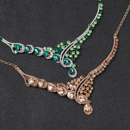 Exaggerated Vintage Crystal Necklace Set for Women