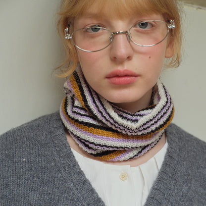 Striped Wool Blend Knit Neck Warmer for Unisex Winter Wear