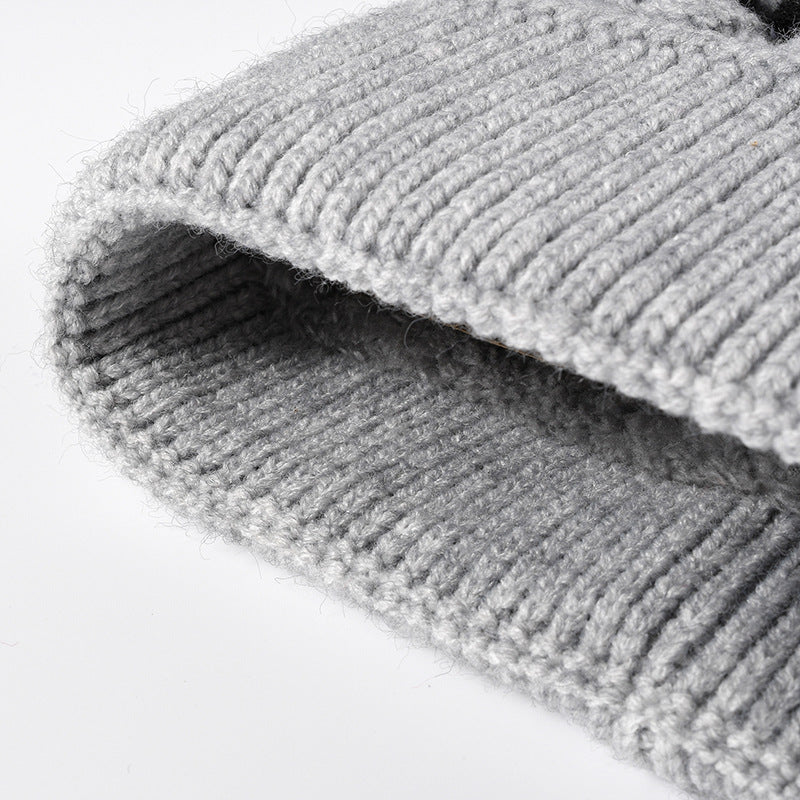 Stripe Contrast Color Simple Knit Pom Beanie