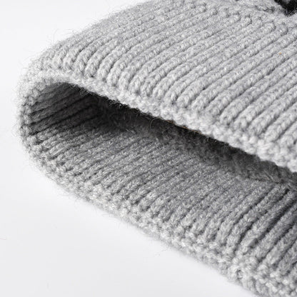 Stripe Contrast Color Simple Knit Pom Beanie