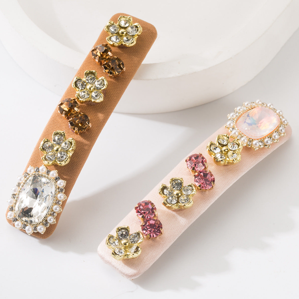 Elegant Rhinestone Hair Clip Floral Design Alloy Side Clip