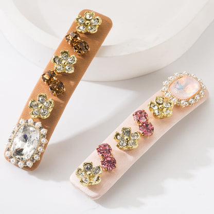 Elegant Rhinestone Hair Clip Floral Design Alloy Side Clip