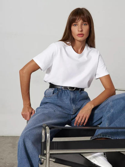 Casual Solid Cotton Short Sleeve T-Shirt for Everyday Wear