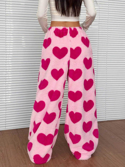 Casual Leopard Print Elastic Waist Wide Leg Pants