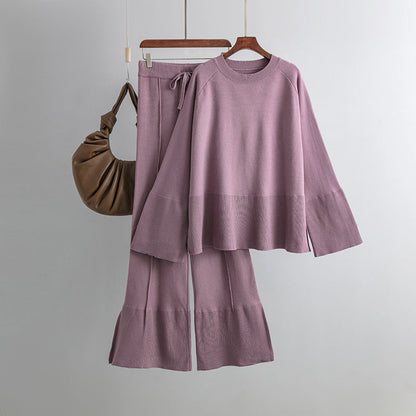 2+ Round Neck Side Split Knit Sets