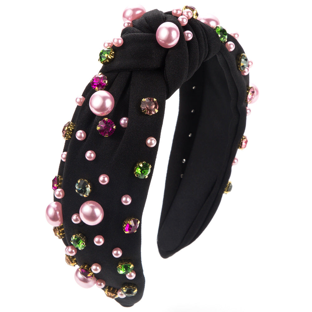 Bean Pearl Headband with Knot Elegant Pearl Hair Accessories
