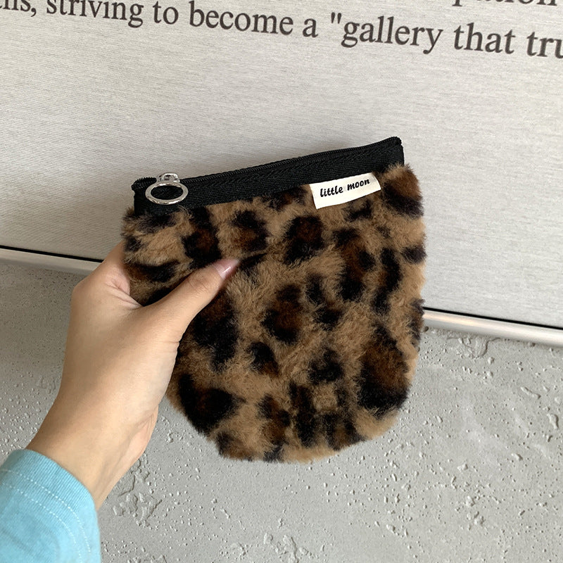Vintage Leopard Print Portable Cosmetic Bag