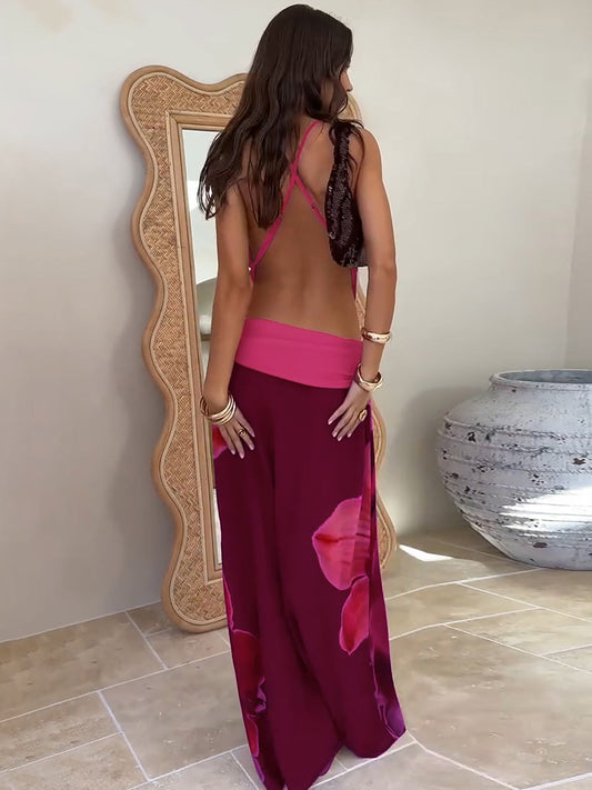 Sleeveless Sexy Floral Midi Dress Set for Parties