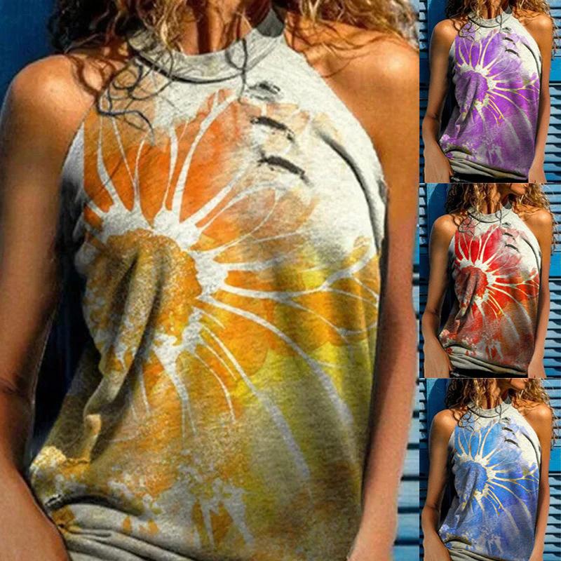 Fashion Casual Loose Print Women'S Neck Halter Vest
