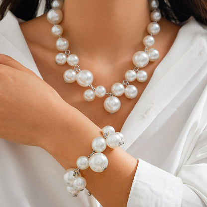 Punk Style Creative Beaded Faux Pearl Tassel Necklace For Women