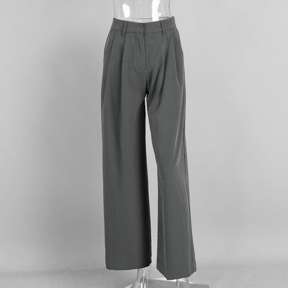 Wide Leg Trousers Elegant Casual Polyester Pants