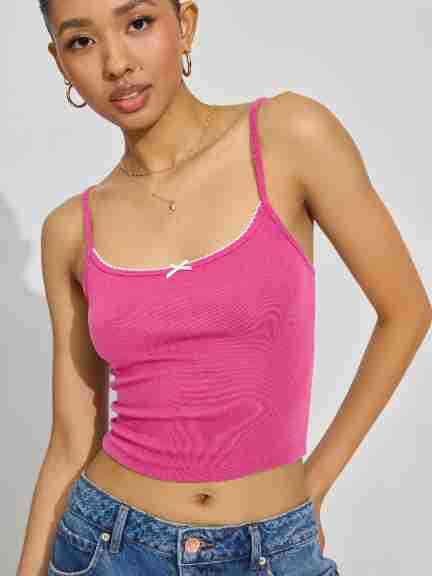 Backless Cami Top with Bow Detail Sexy Slim Fit