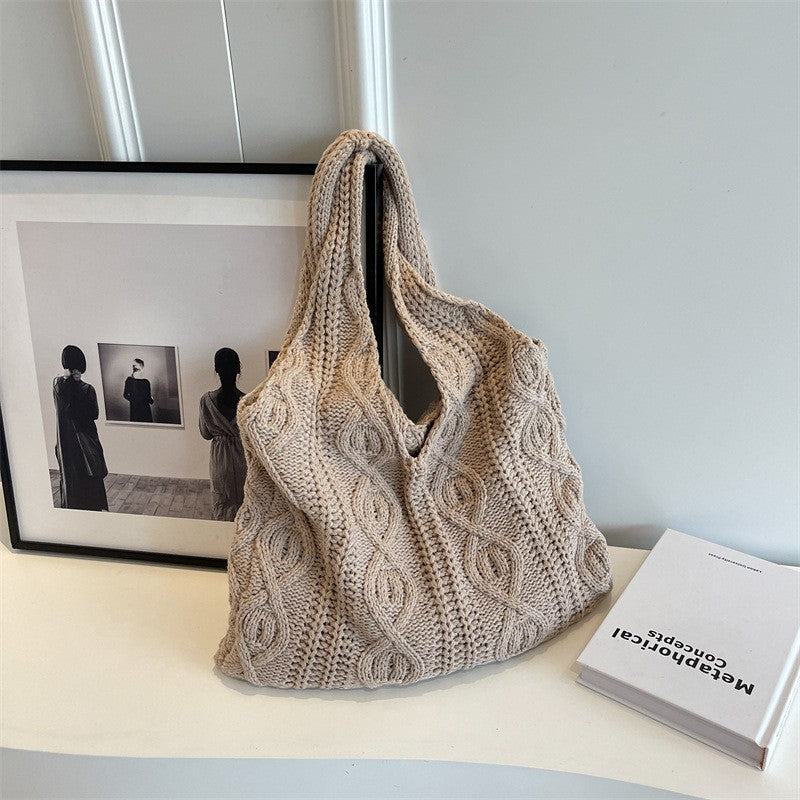 Trendy Woven Tote Bag Casual Chic Handbag