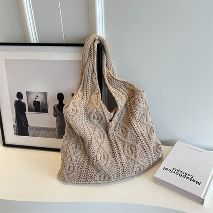 Trendy Woven Tote Bag Casual Chic Handbag