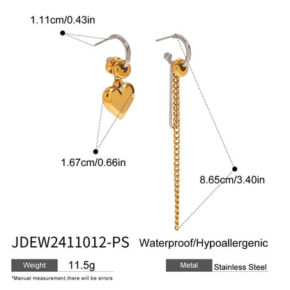 Love Pendant Chain Irregualr Drop Earrings