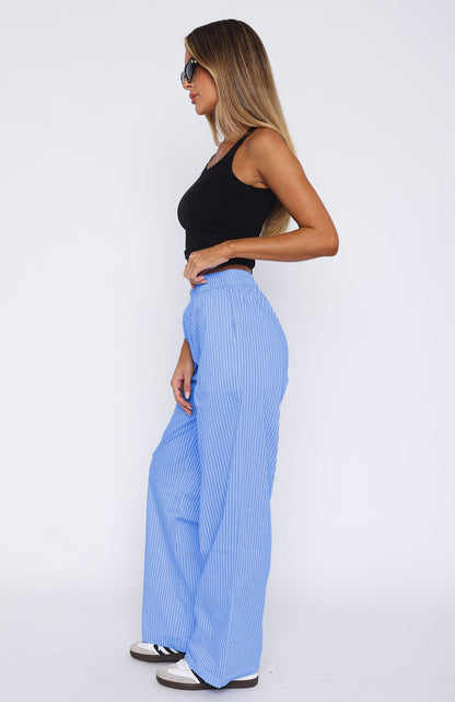 Simple Striped Casual Straight Leg Pants