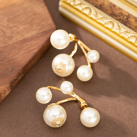 Vintage Floral Pearl Stud Earrings With 925 Silver Posts