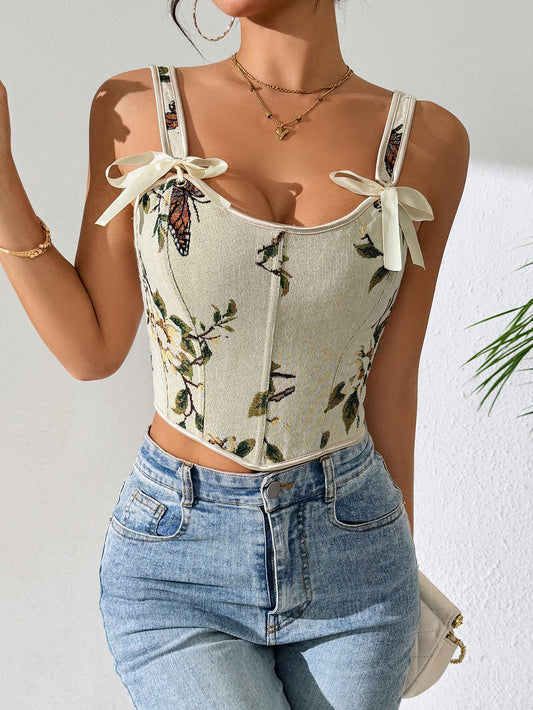 Sexy Floral Print Camisole Top Slim Fit All-Season