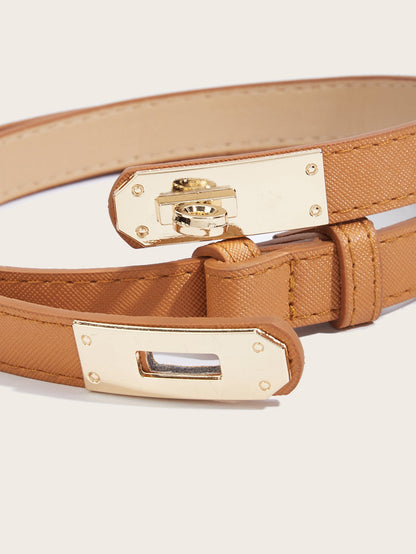 Simple Elegant Fine Leather Metal Belt
