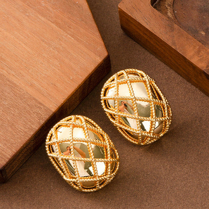 Geometric Hoop Earrings Stylish Copper Silver Plated