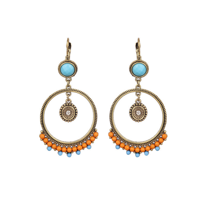 Vintage Geometric Leaf Beaded Earrings Set Fashionable Accessories