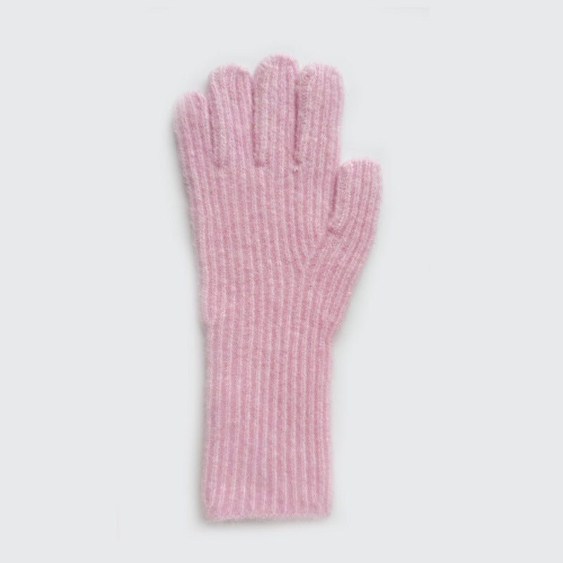 Solid Color Wool Blended Touchscreen Gloves for Women