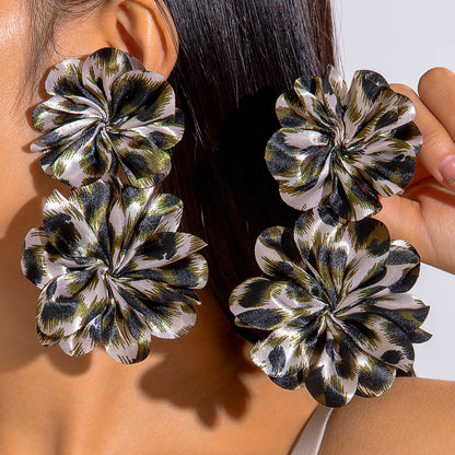 Geometric Leopard Print Resin Drop Earrings For Women