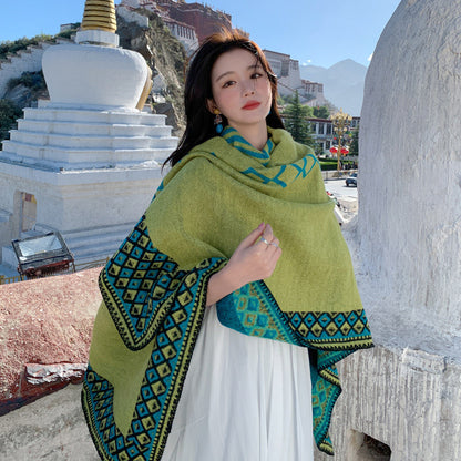 Ethnic Tibetan Shawl Cloak Warm Scarf