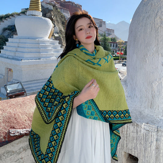 Ethnic Tibetan Shawl Cloak Warm Scarf