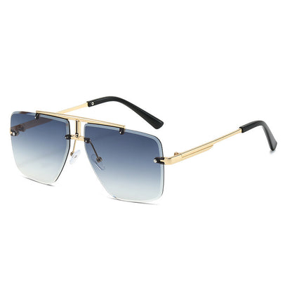 Retro Square Frame Unframed Sunglasses for Men