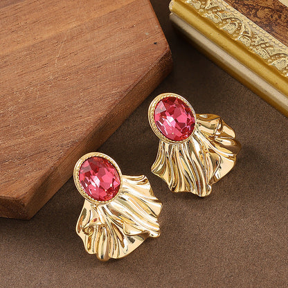 Stylish Geometric Zirconia Stud Earrings With Silver Pins