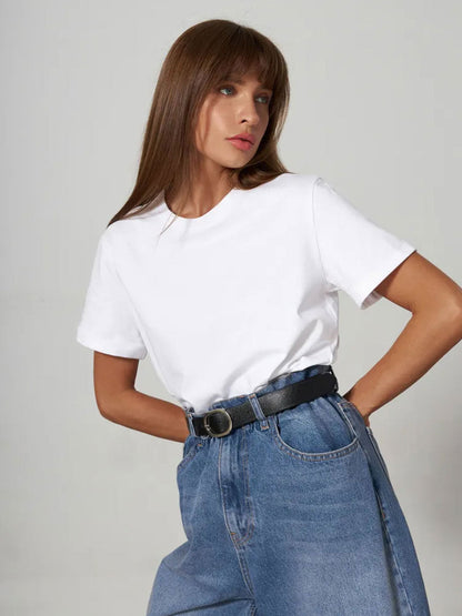 Casual Solid Cotton Short Sleeve T-Shirt for Everyday Wear