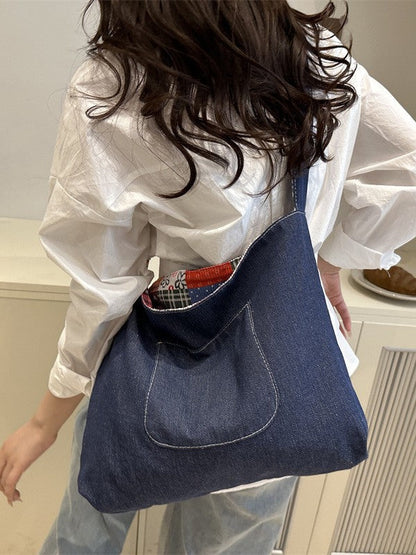 Trendy Canvas Tote Bag Lightweight Multi-Purpose Large Capacity Shoulder Crossbody Bag