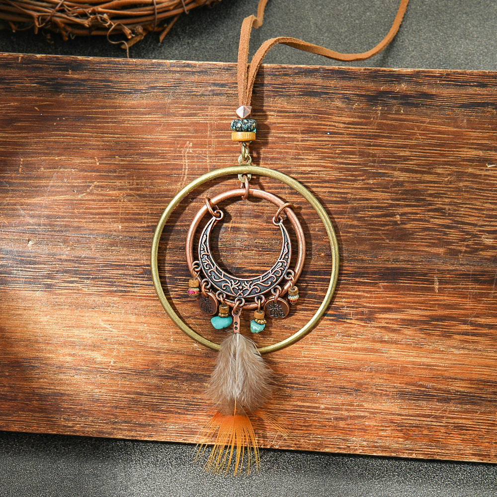 Bohemian Tassel Natural Feather Necklace Ethnic Vintage Jewelry