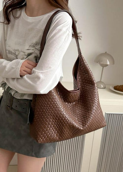 Woven Texture Hobo Shoulder Bag Soft Material