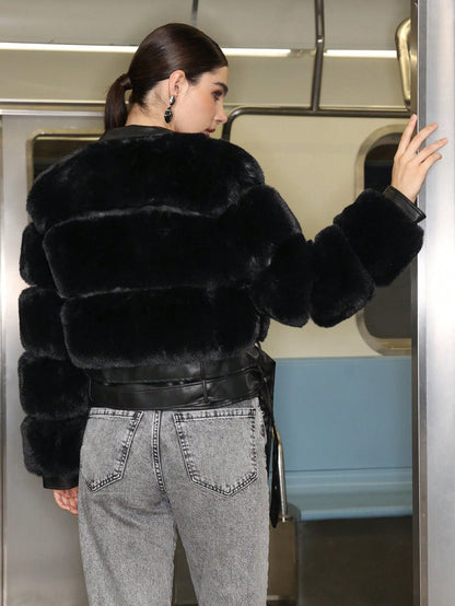 Faux Fur Long Coat for Women Stylish Casual Winter Jacket